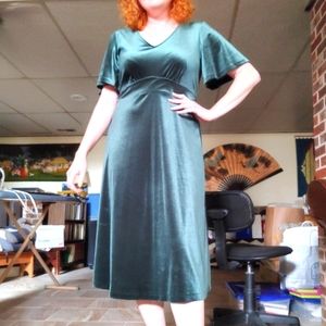 Forest green velvet dress